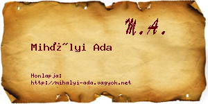 Mihályi Ada névjegykártya